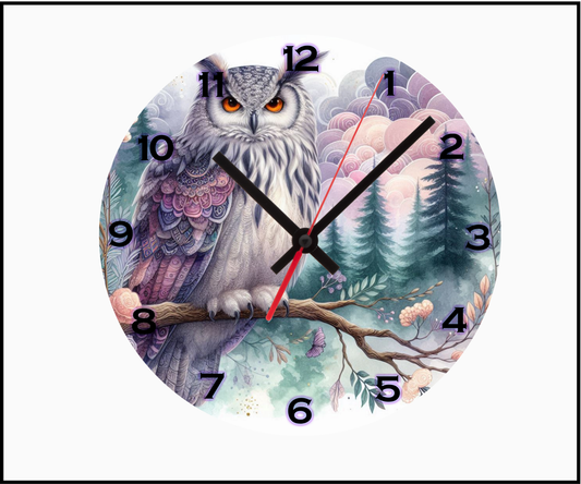 Owl Sublimated Clock (Round 062)