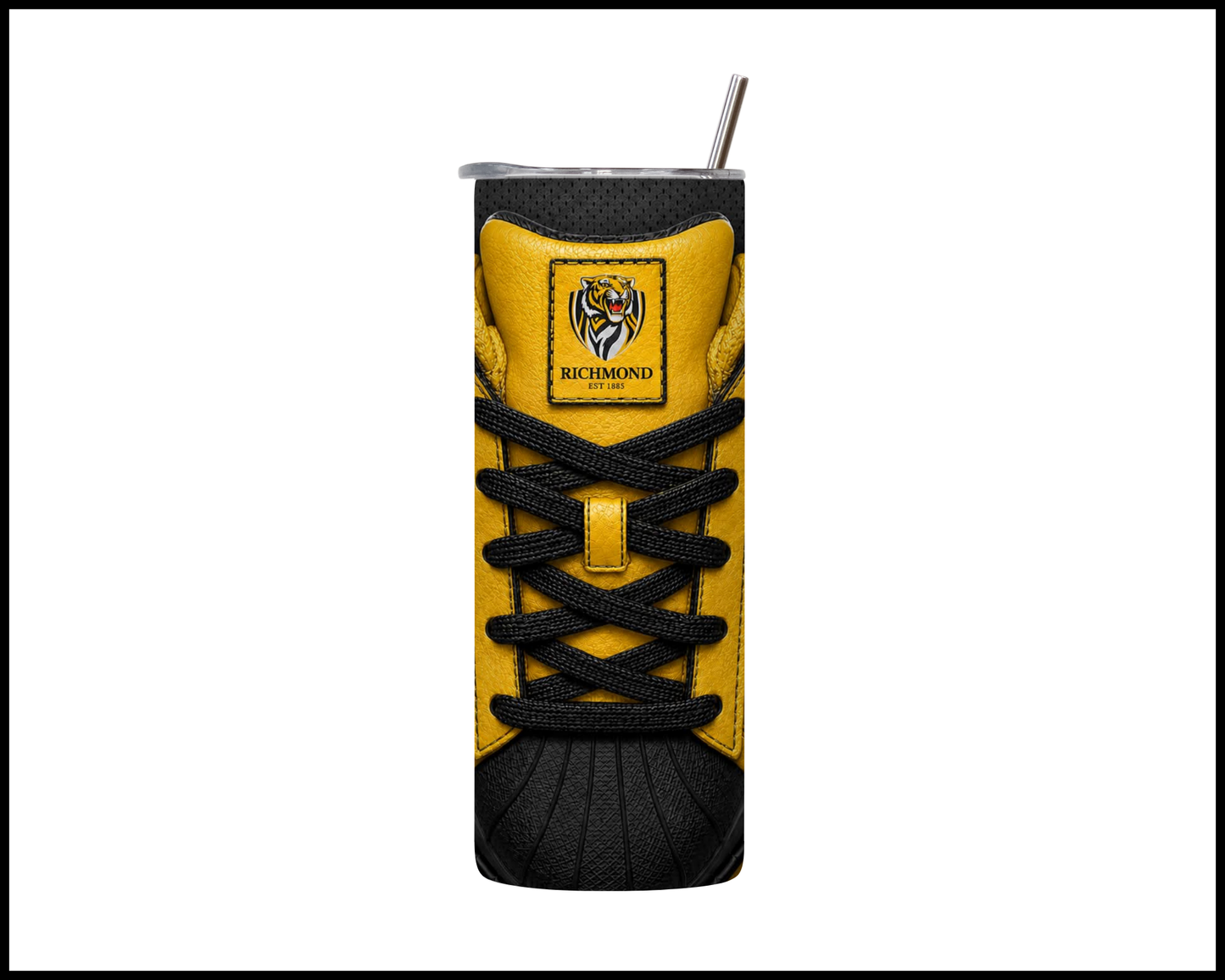 Stainless Steel Tumbler - Richmond Tigers Side-Stripe Shoe Inspired