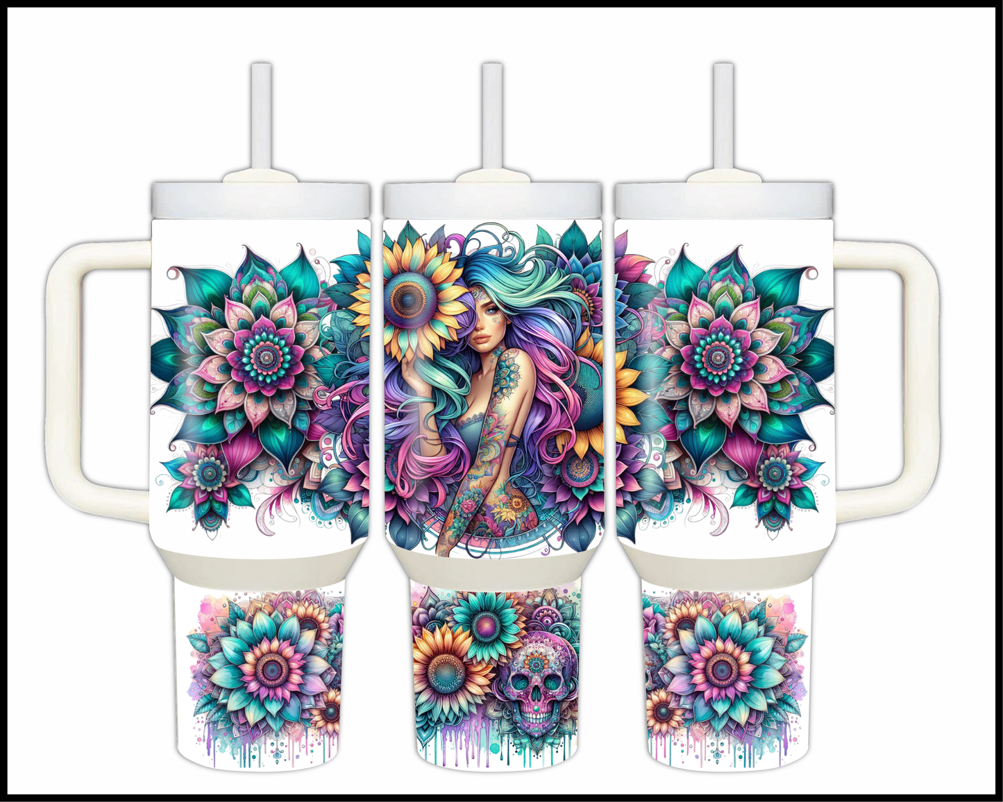 Boho Bloom & Siren Song Stainless Steel Big 40oz Tumbler (062)