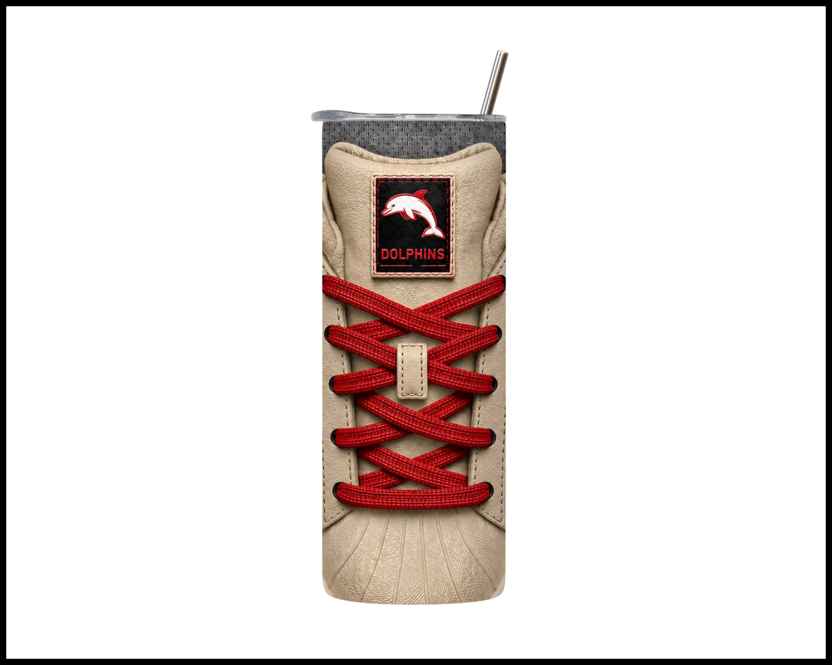 Stainless Steel Tumbler - Dolphins Side-Stripe Shoe Inspired