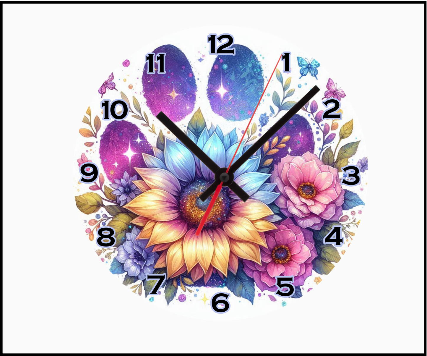 Rainbow Paw Sublimated Clock (Round 063)