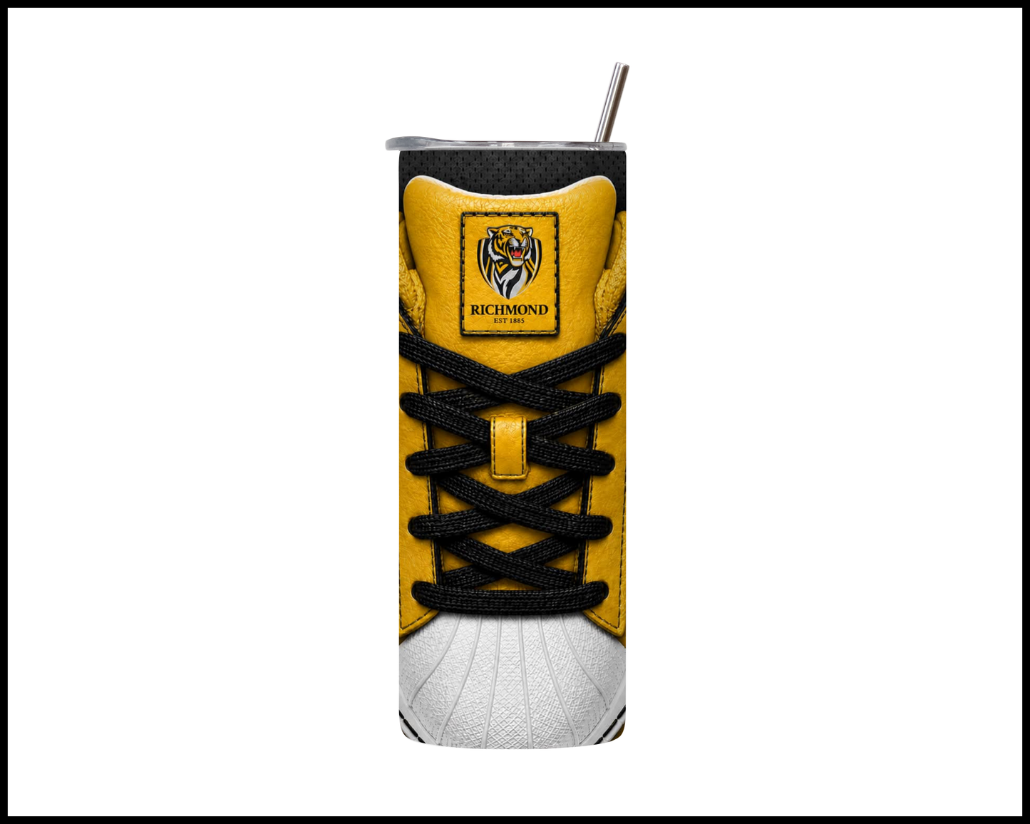 Stainless Steel Tumbler - Richmond Tigers Side-Stripe Shoe Inspired