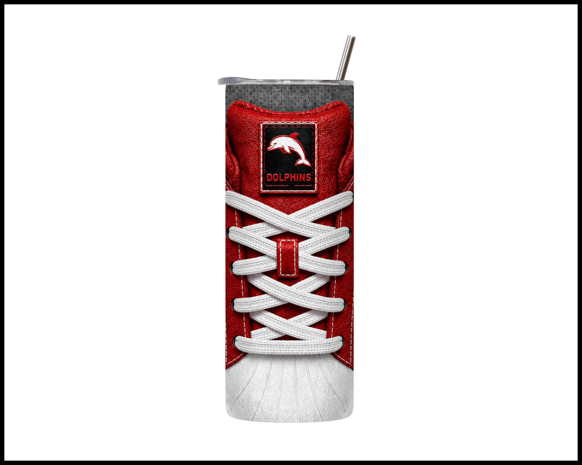 Stainless Steel Tumbler - Dolphins Side-Stripe Shoe Inspired