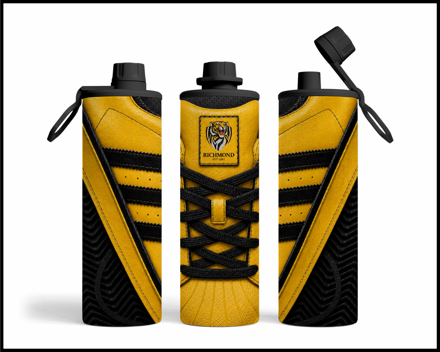 Stainless Steel Tumbler - Richmond Tigers Side-Stripe Shoe Inspired