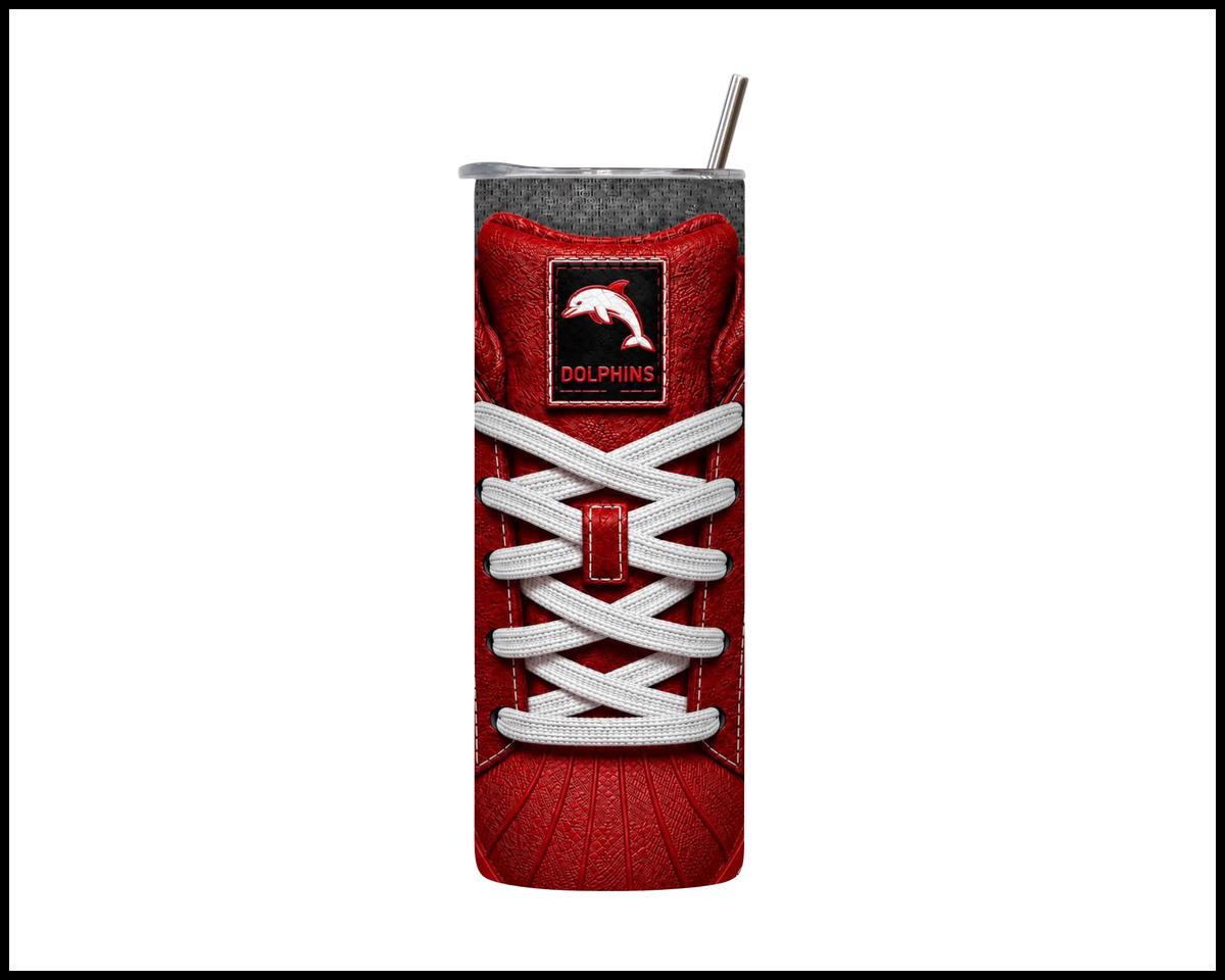 Stainless Steel Tumbler - Dolphins Side-Stripe Shoe Inspired