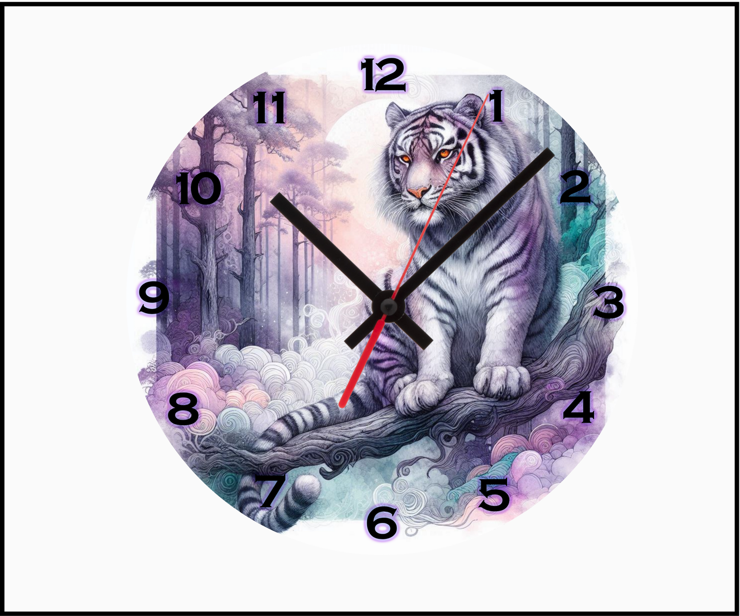 Tiger Sublimated Clock (Round 070)