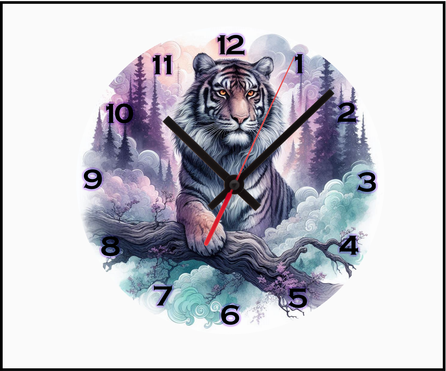 Tiger (2) Sublimated Clock (Round 071)