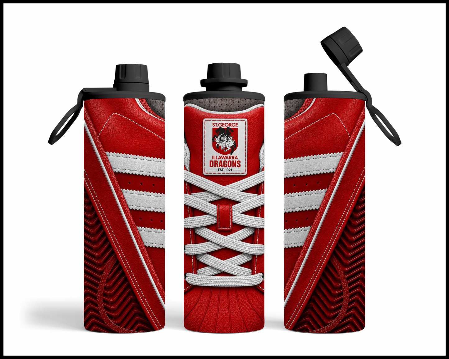 Stainless Steel Tumbler - St George Illawarra Dragons Side-Stripe Shoe Inspired