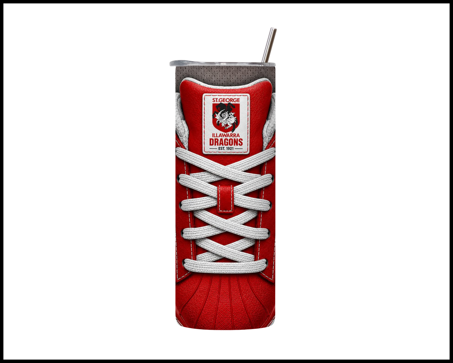 Stainless Steel Tumbler - St George Illawarra Dragons Side-Stripe Shoe Inspired