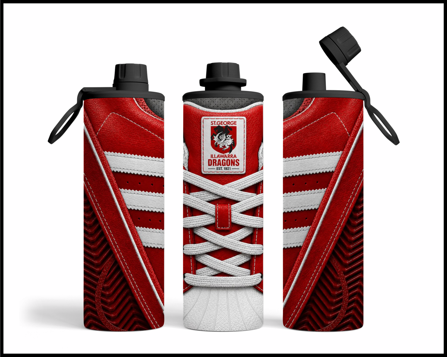 Stainless Steel Tumbler - St George Illawarra Dragons Side-Stripe Shoe Inspired