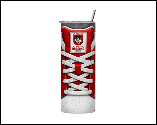 Stainless Steel Tumbler - St George Illawarra Dragons Side-Stripe Shoe Inspired