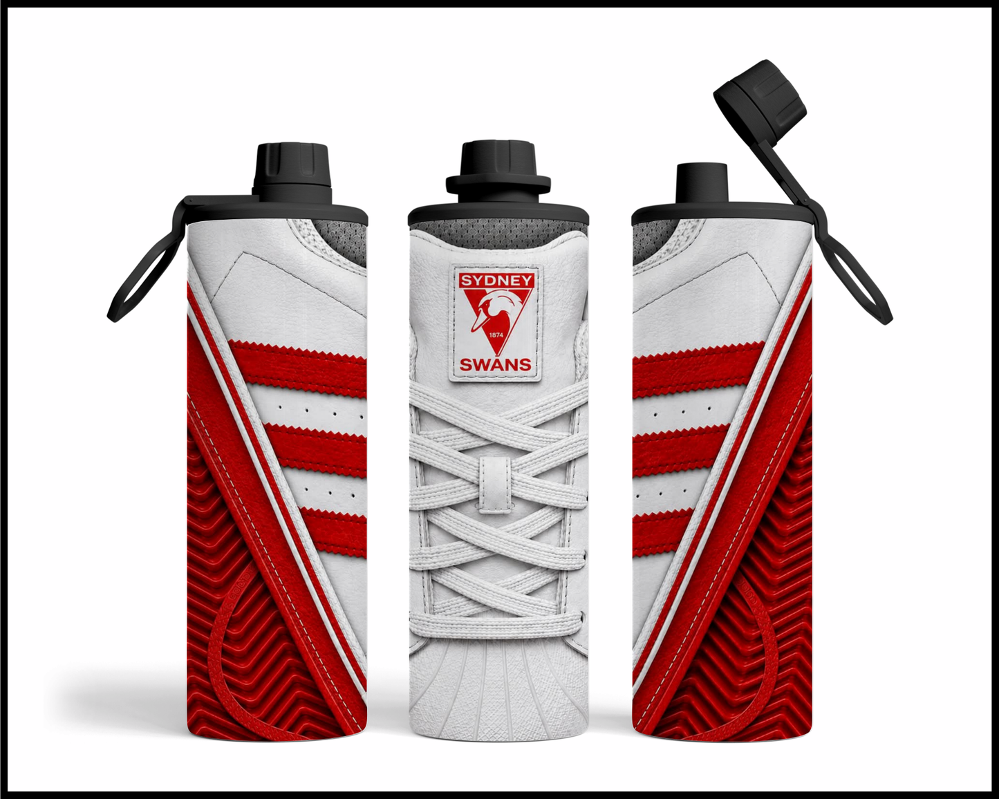 Stainless Steel Tumbler -Sydney Swans Side-Stripe Shoe Inspired