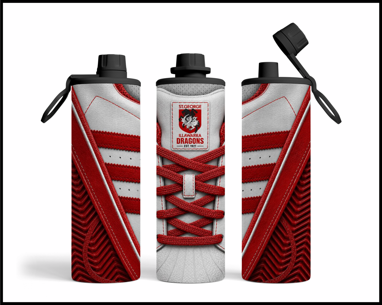 Stainless Steel Tumbler - St George Illawarra Dragons Side-Stripe Shoe Inspired