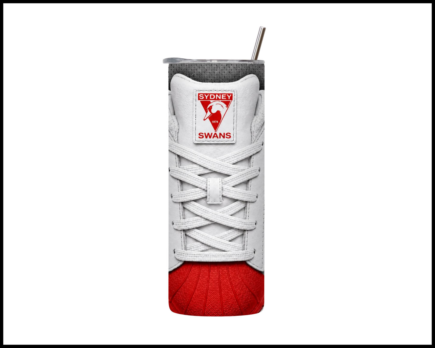 Stainless Steel Tumbler -Sydney Swans Side-Stripe Shoe Inspired