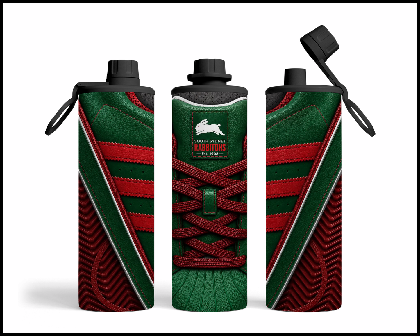 Stainless Steel Tumbler - South Sydney Rabbitohs Side-Stripe Shoe Inspired