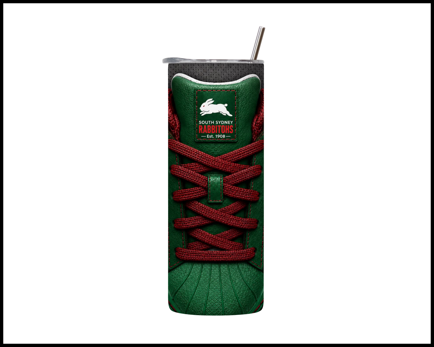 Stainless Steel Tumbler - South Sydney Rabbitohs Side-Stripe Shoe Inspired