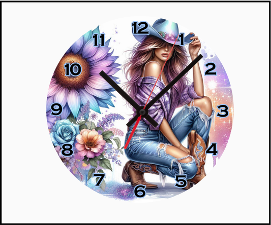 Sexy Cowgirl Sublimated Clock (Round 076)