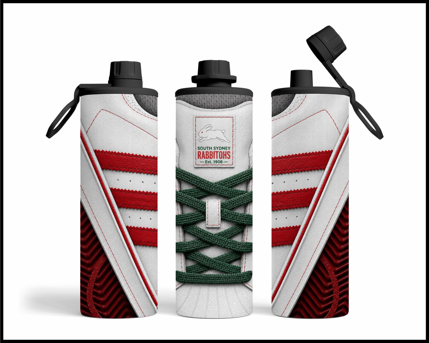 Stainless Steel Tumbler - South Sydney Rabbitohs Side-Stripe Shoe Inspired