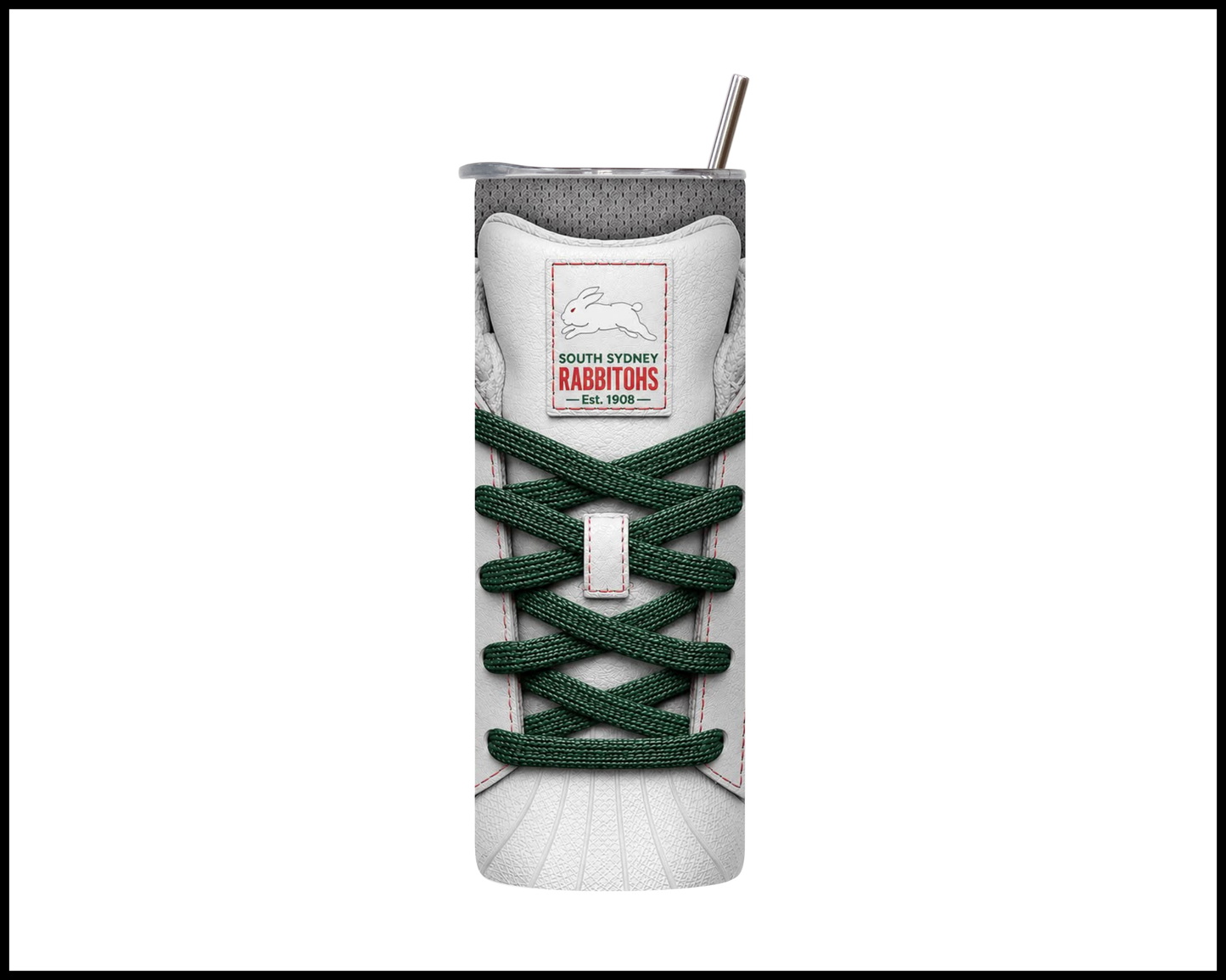 Stainless Steel Tumbler - South Sydney Rabbitohs Side-Stripe Shoe Inspired