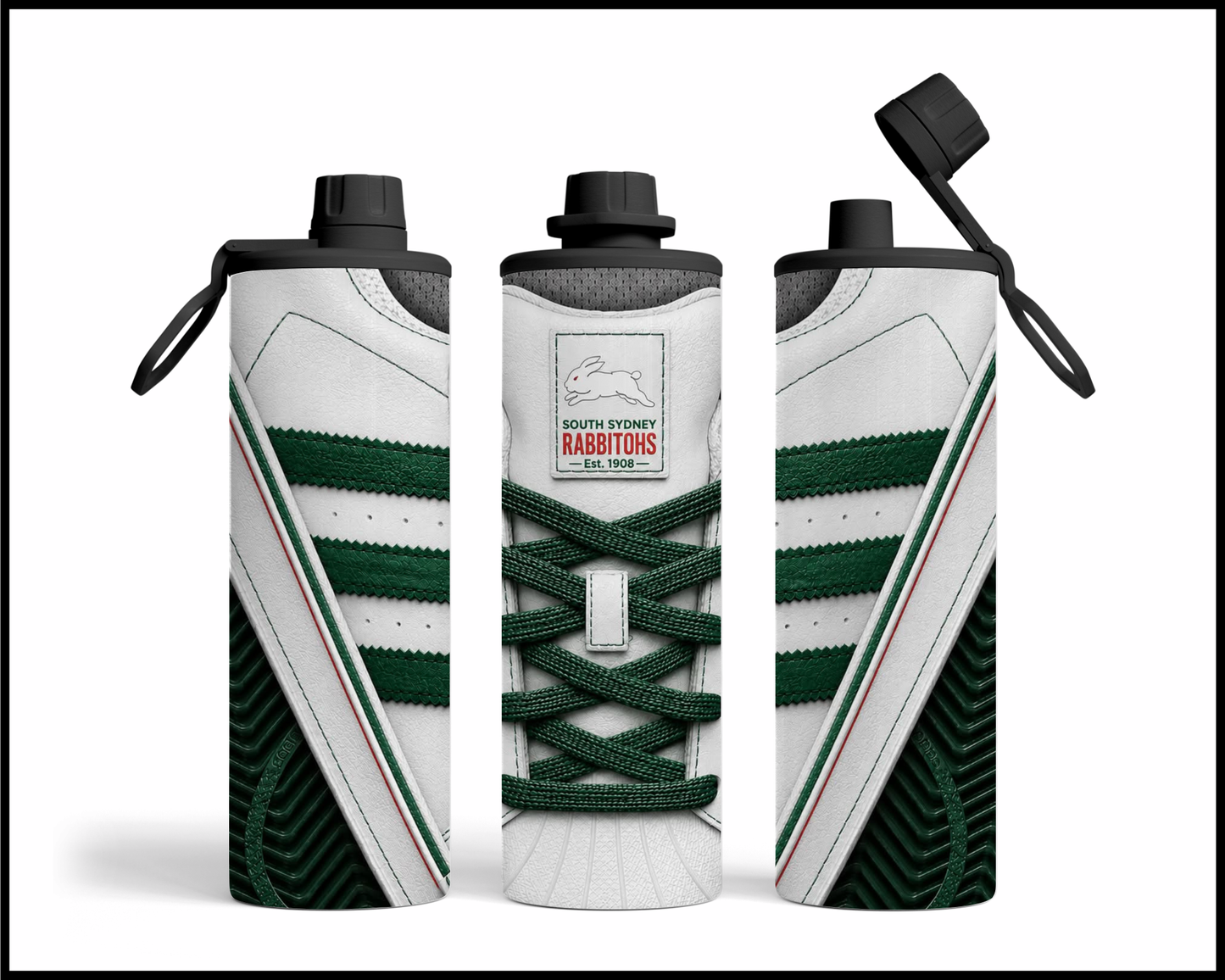 Stainless Steel Tumbler - South Sydney Rabbitohs Side-Stripe Shoe Inspired