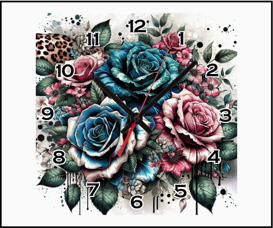 Floral Sublimated Clock (Square 078)