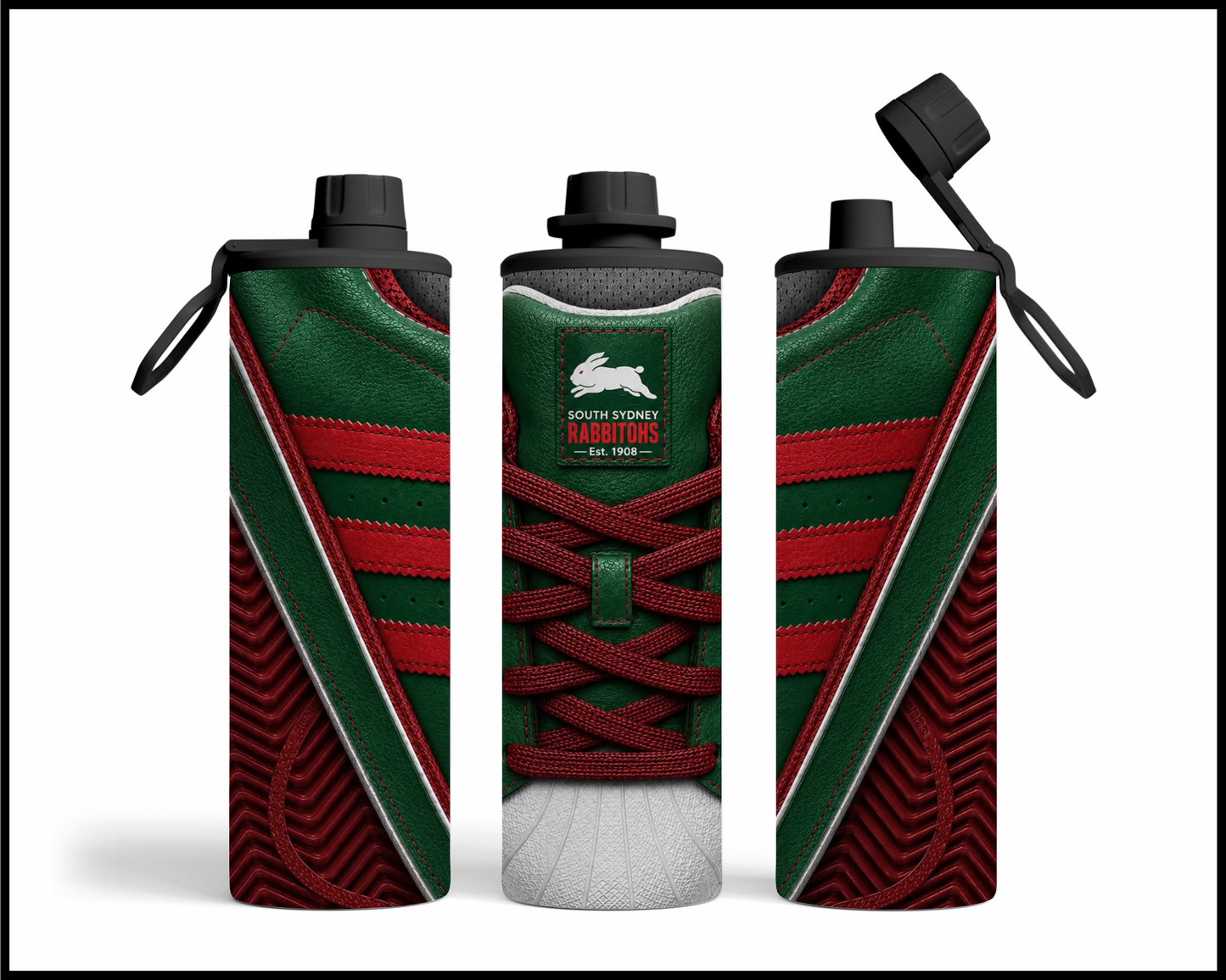 Stainless Steel Tumbler - South Sydney Rabbitohs Side-Stripe Shoe Inspired