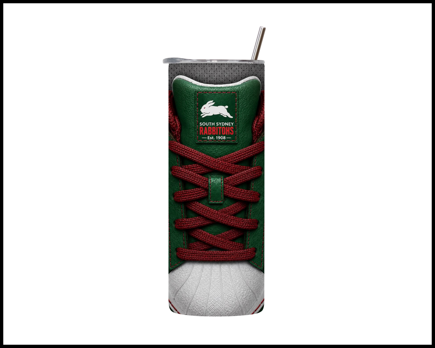 Stainless Steel Tumbler - South Sydney Rabbitohs Side-Stripe Shoe Inspired