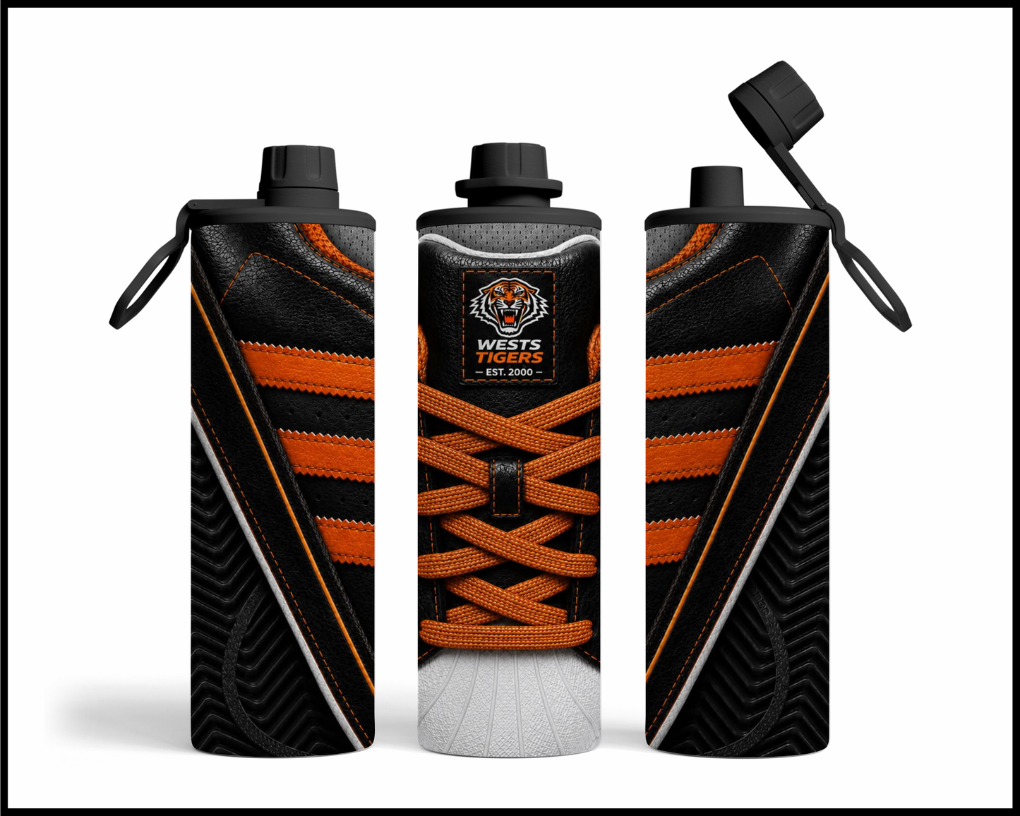 Stainless Steel Tumbler - Wests Tigers Side-Stripe Shoe Inspired