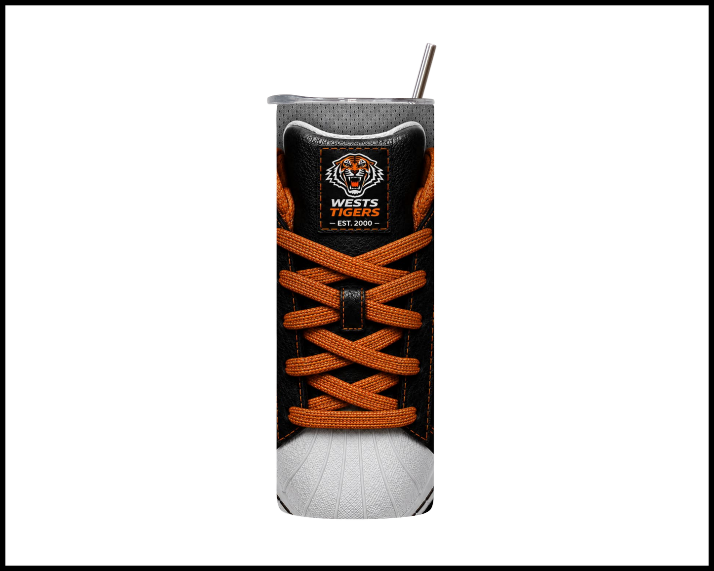 Stainless Steel Tumbler - Wests Tigers Side-Stripe Shoe Inspired