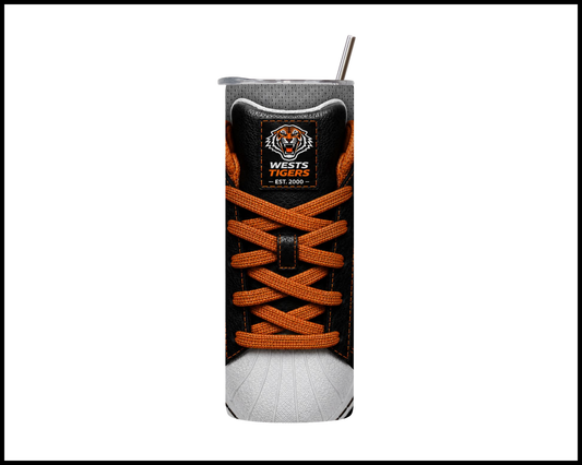 Stainless Steel Tumbler - Wests Tigers Side-Stripe Shoe Inspired
