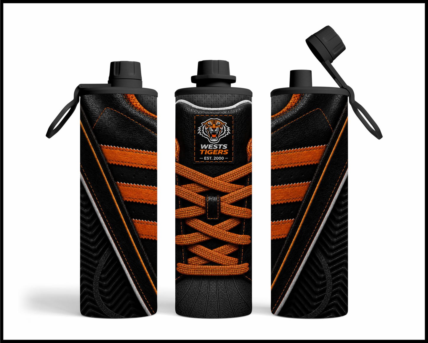 Stainless Steel Tumbler - Wests Tigers Side-Stripe Shoe Inspired