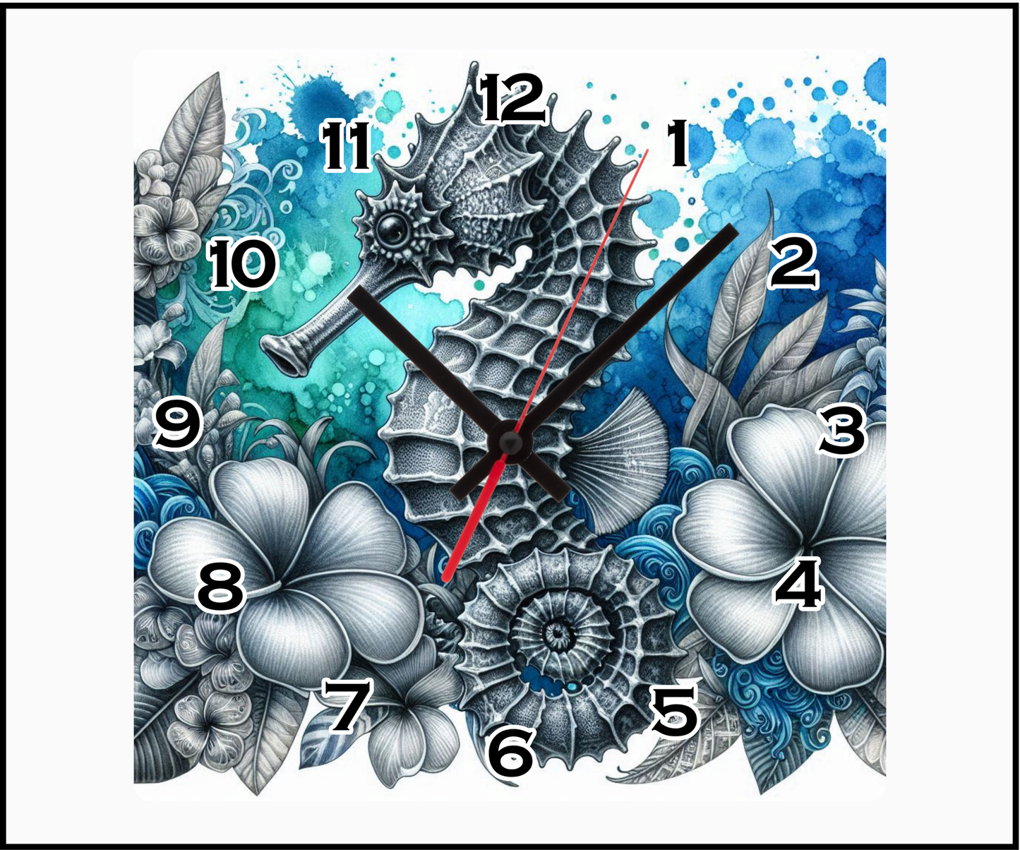 Sea Horse Sublimated Clock (Square 081)