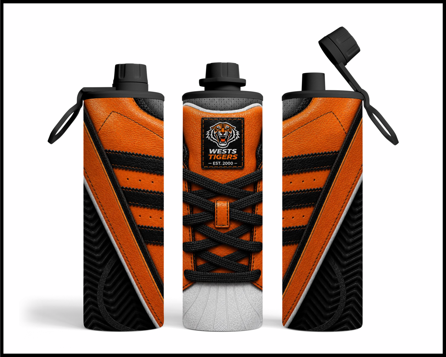 Stainless Steel Tumbler - Wests Tigers Side-Stripe Shoe Inspired