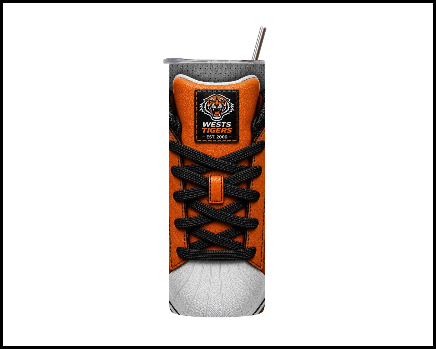 Stainless Steel Tumbler - Wests Tigers Side-Stripe Shoe Inspired