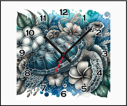 Turtle Sublimated Clock (Square 082)