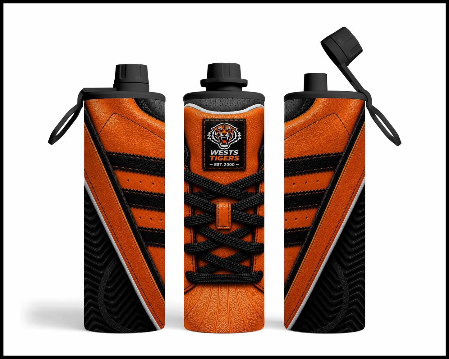 Stainless Steel Tumbler - Wests Tigers Side-Stripe Shoe Inspired
