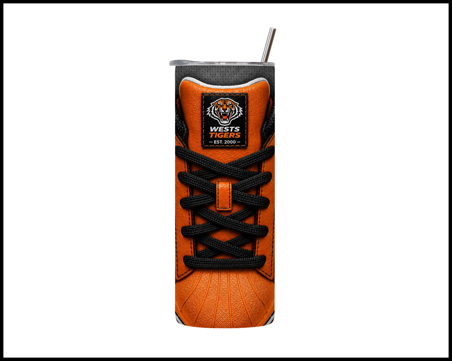 Stainless Steel Tumbler - Wests Tigers Side-Stripe Shoe Inspired