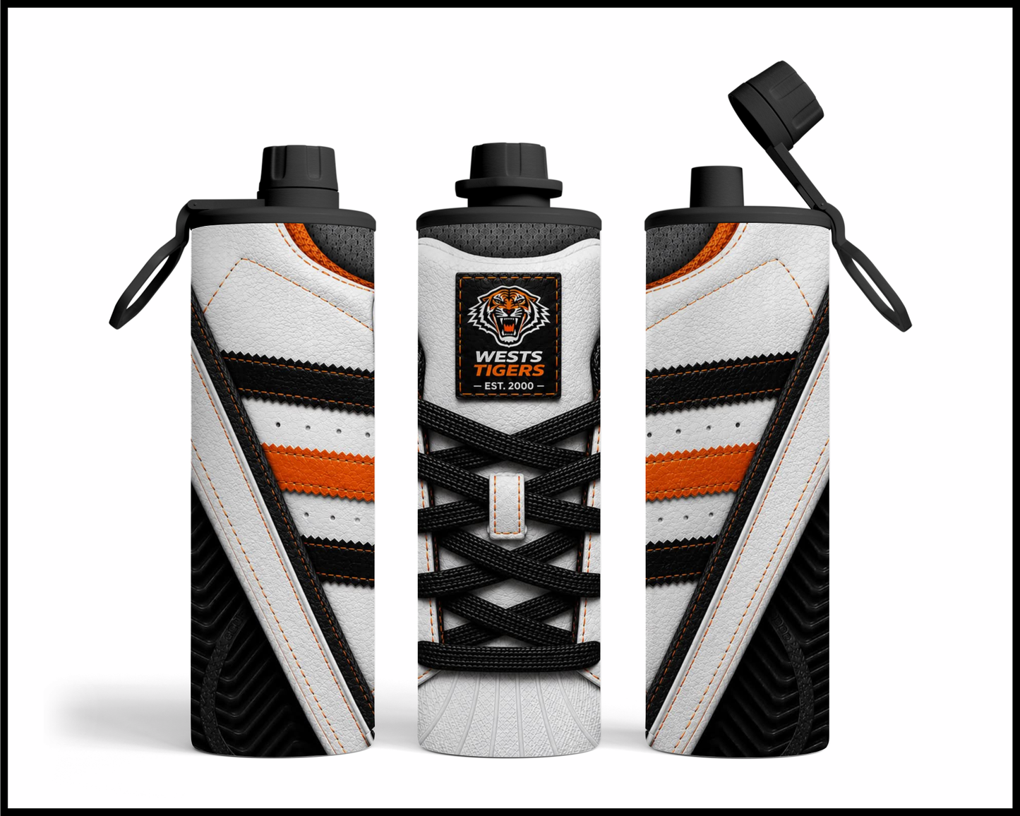 Stainless Steel Tumbler - Wests Tigers Side-Stripe Shoe Inspired