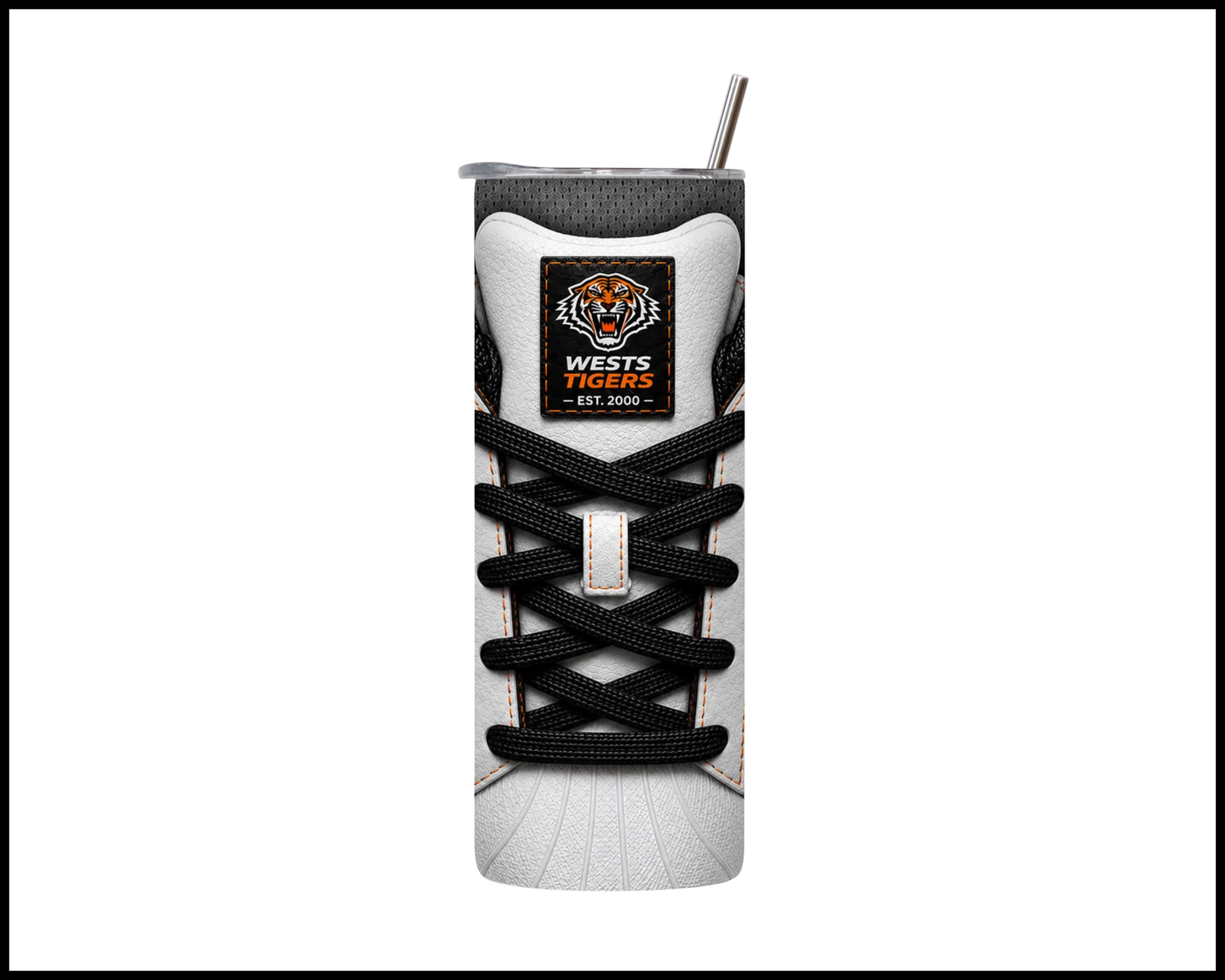 Stainless Steel Tumbler - Wests Tigers Side-Stripe Shoe Inspired