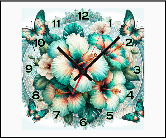 Frangipani Sublimated Clock (Square 084)