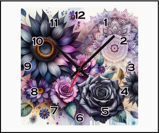 Mandala Floral Sublimated Clock (Square 088)