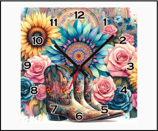 'These Boots' Sublimated Clock (Square 089)