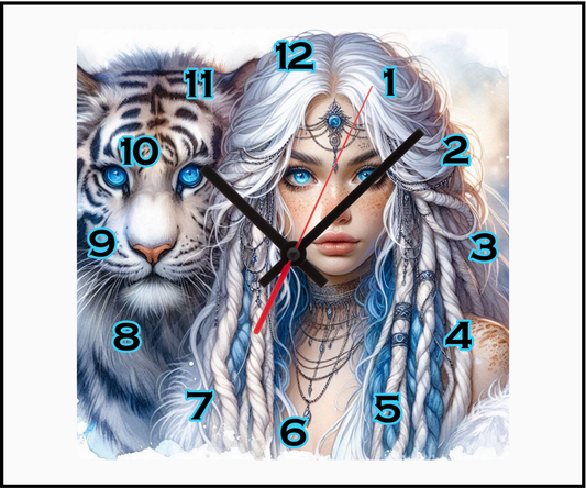 Snow Tiger Sublimated Clock (Square 090)