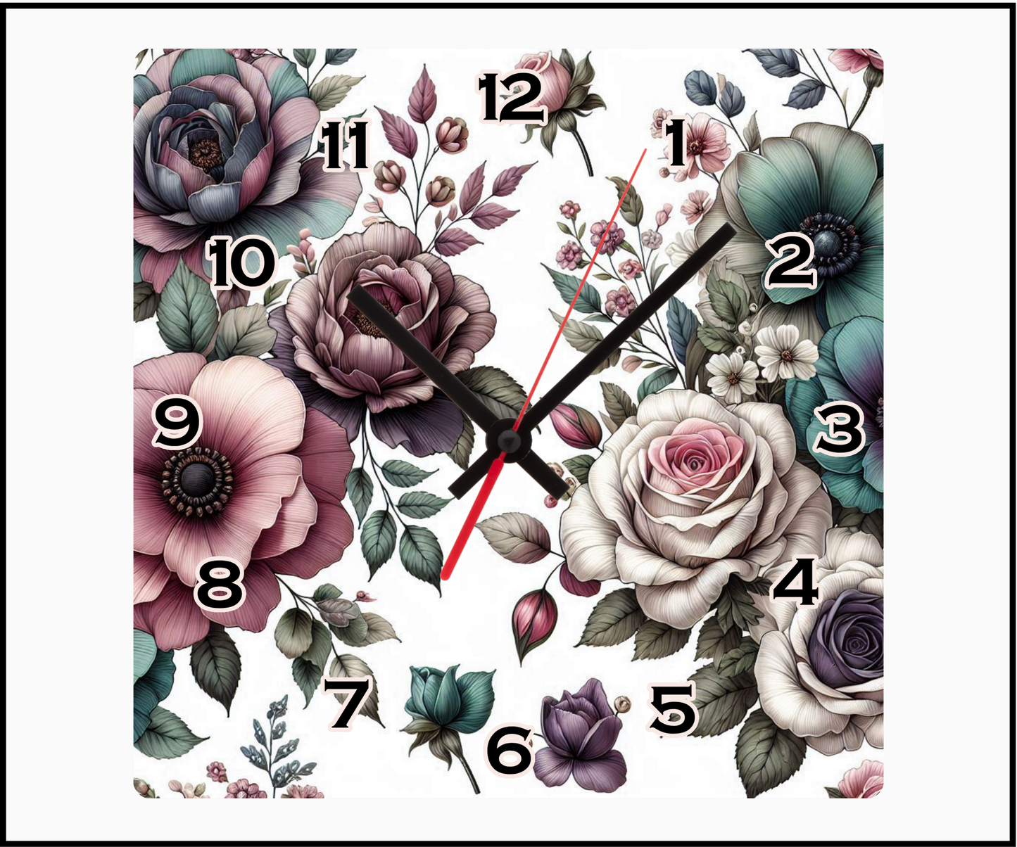 Floral Sublimated Clock (Square 092)