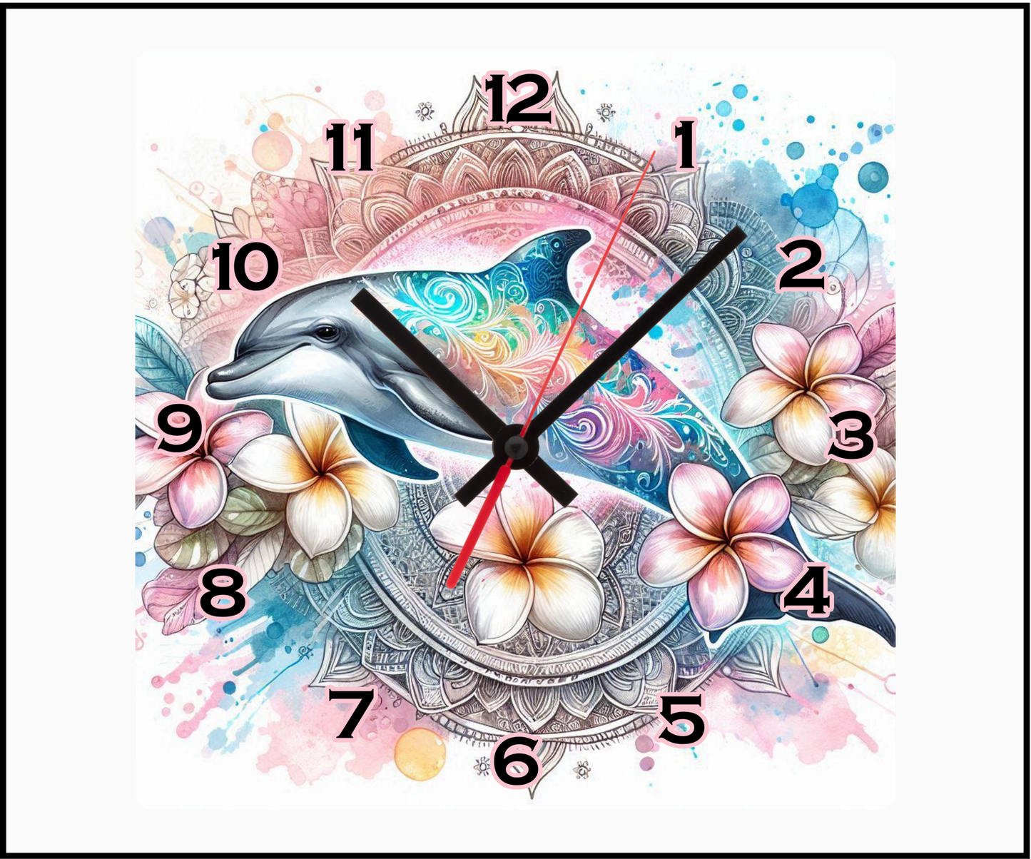 Mandala Dolphin Sublimated Clock (Square 094)