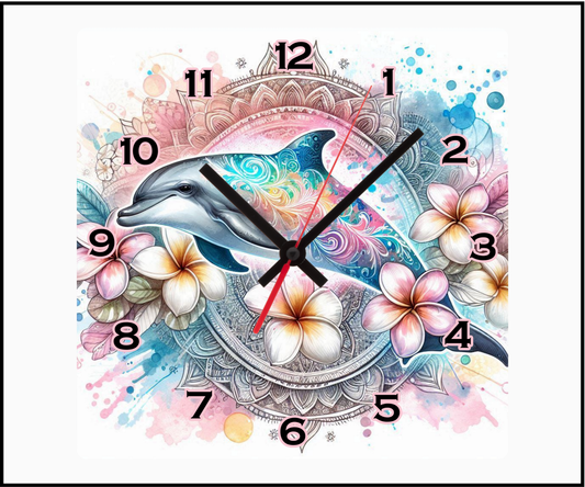 Mandala Dolphin Sublimated Clock (Square 094)