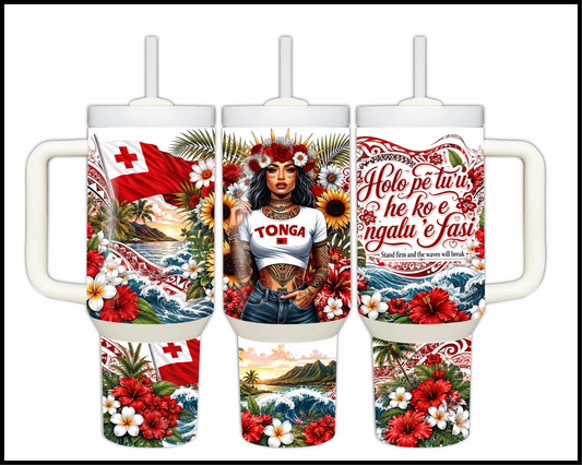 Tonga - Stand Firm & The Waves Will Break Big Guzzler Stainless Steel Tumbler (1029)