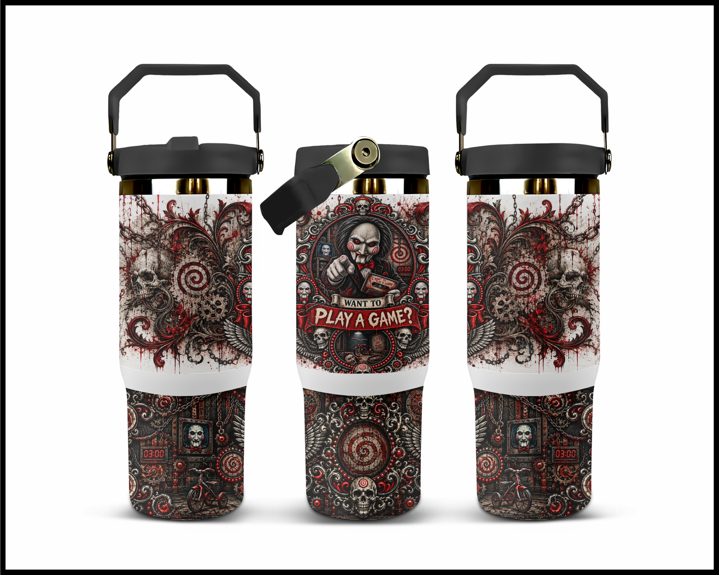Sinister Sips - Jigsaw  Big Guzzler Stainless Steel Tumbler (1077)