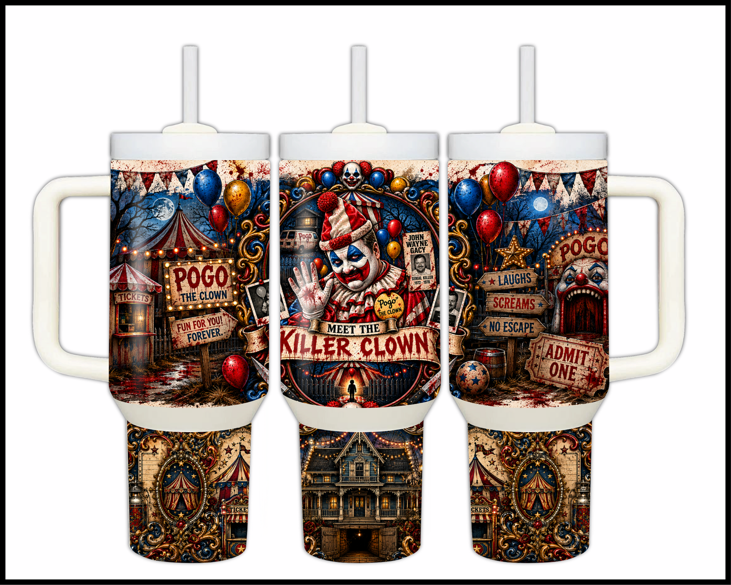Sinister Sips - John Wayne Gacy Big Guzzler Stainless Steel Tumbler (1093)