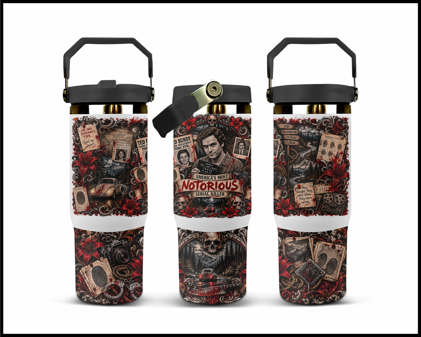 Sinister Sips - Ted Bundy Big Guzzler Stainless Steel Tumbler (1094)